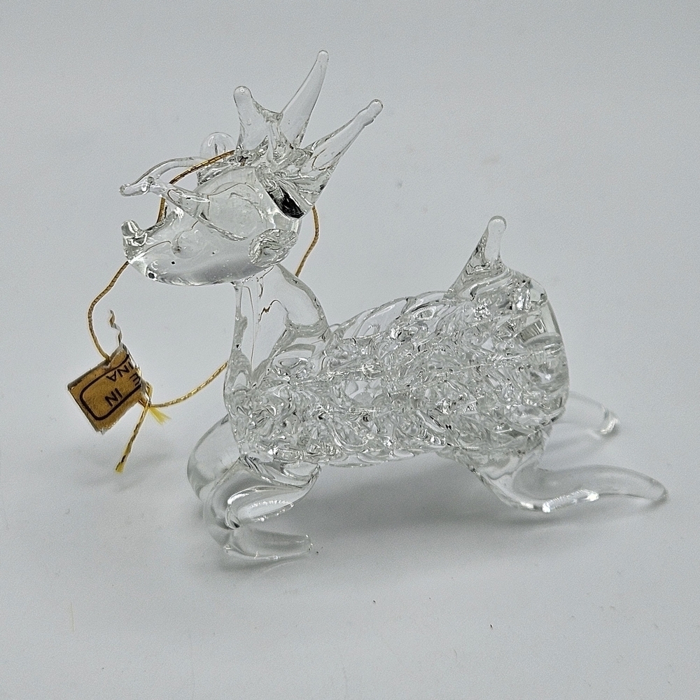 VINTAGE Spun Glass Reindeer Shaped Christmas Tree Holiday Ornament